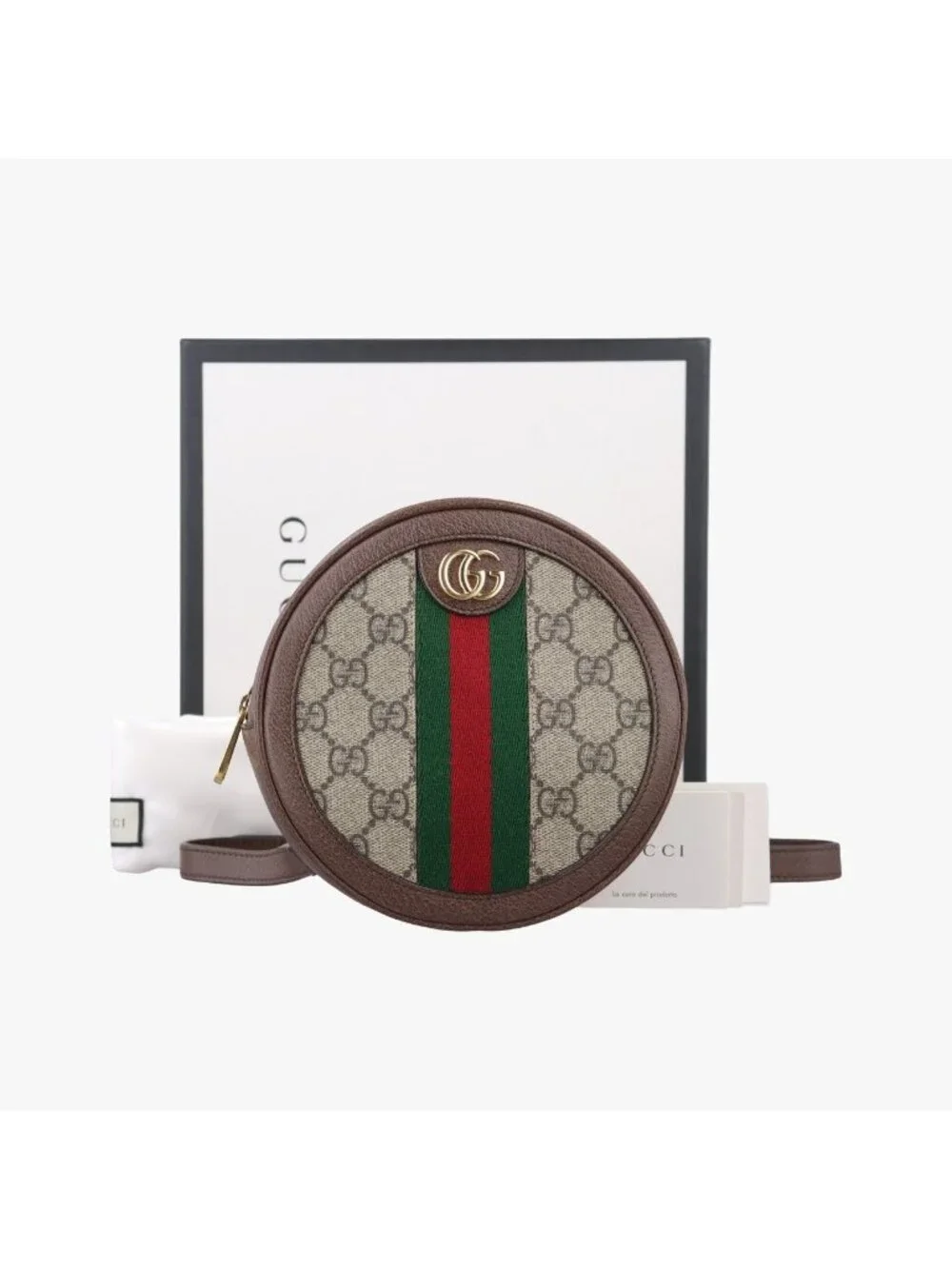 Gucci Ophidia Brown Beige Multi Canvas Leather Backpack
